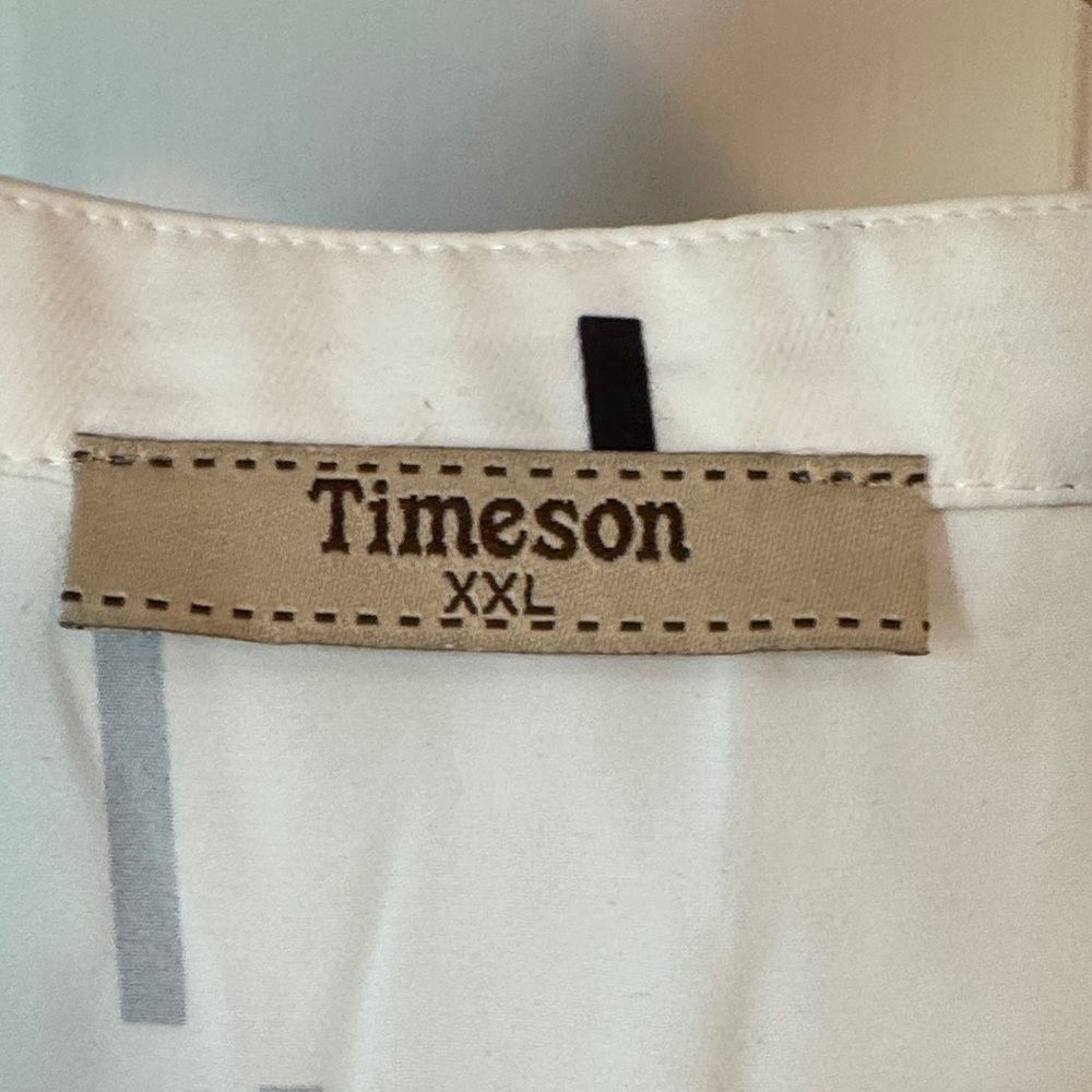 Sleeveless Split V-Neck Printed Blouse - White with Black Linear Print - Picture 2 of 5